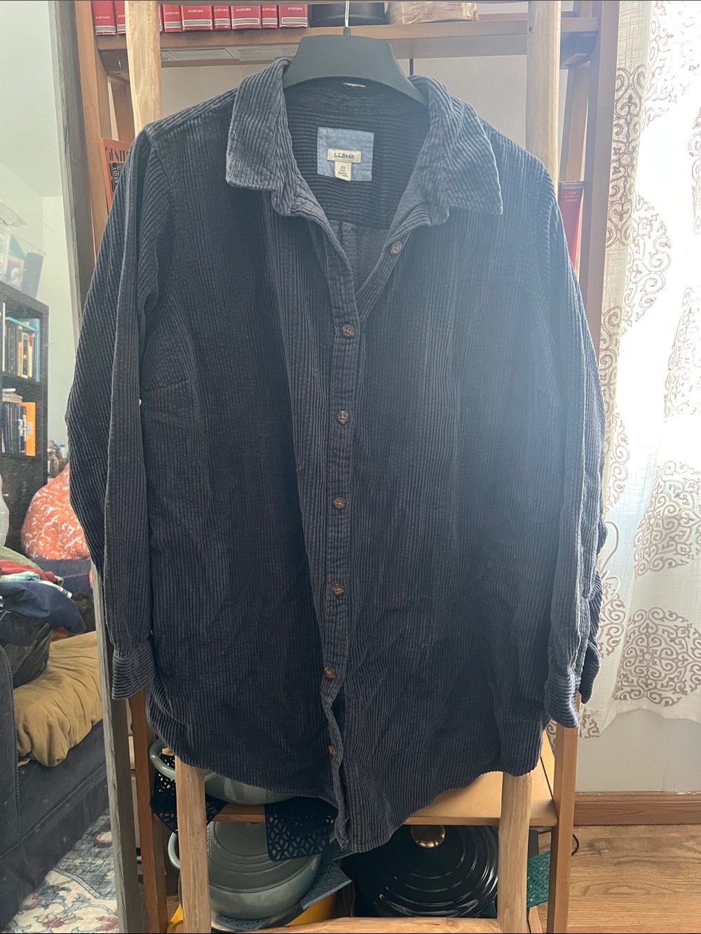 L.L. Bean Thick Corduroy Button-Down Shirt Jacket - Navy